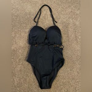 Shade & Shore Black Cut Out One Piece Swimsuit
